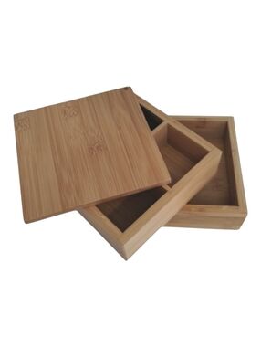 Bamboo Organizer Swivel Box Countertop 4x6x6 in